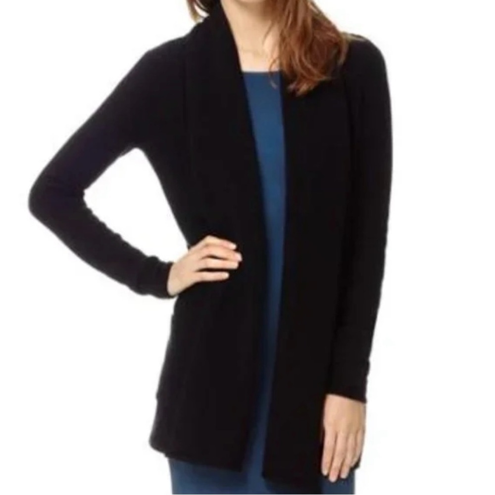 Babaton Cardigan Size Medium Black Linen Blend Lightweight Open Front Minimalist